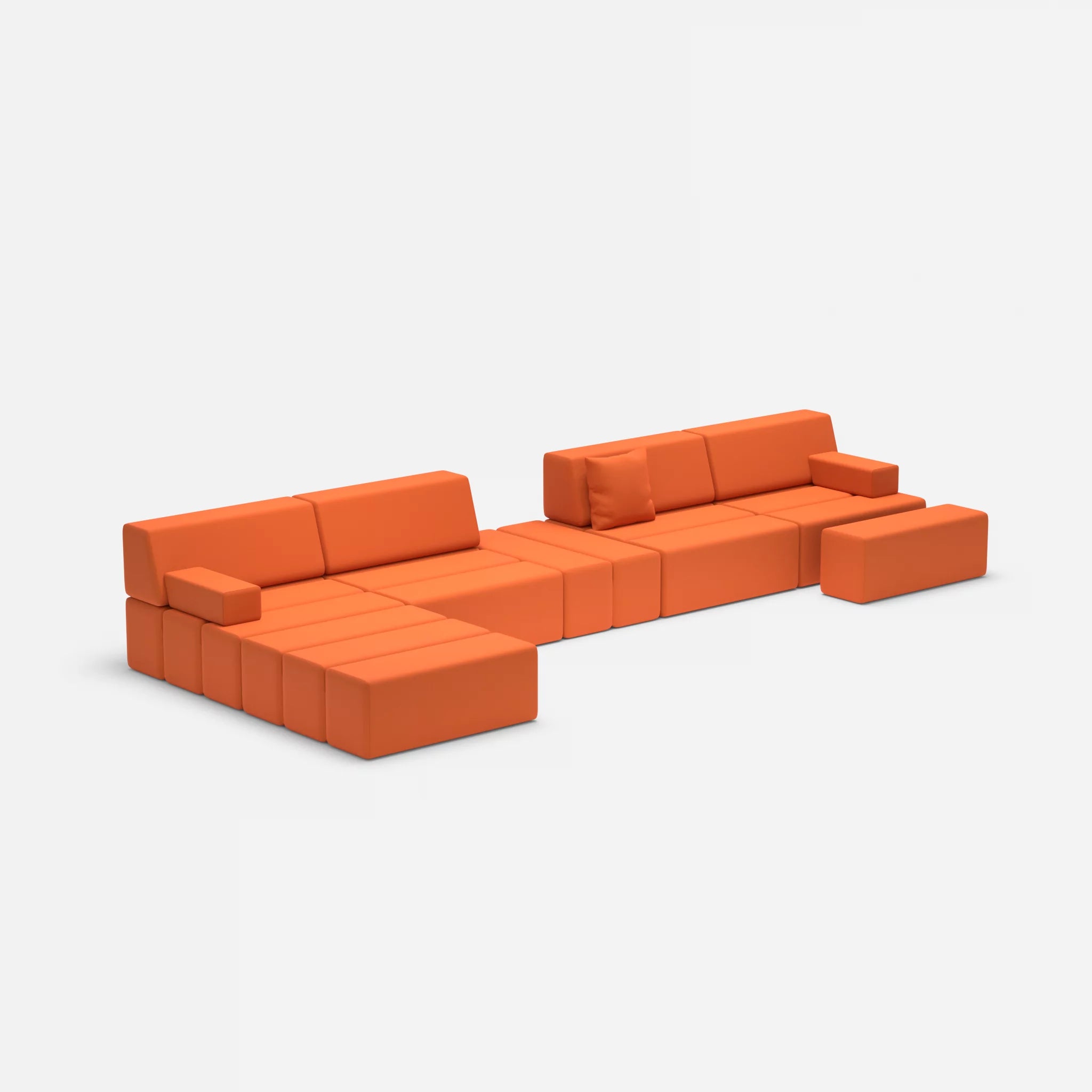 L Sofa Bricks 1 radio3094 in Orange von der Seite