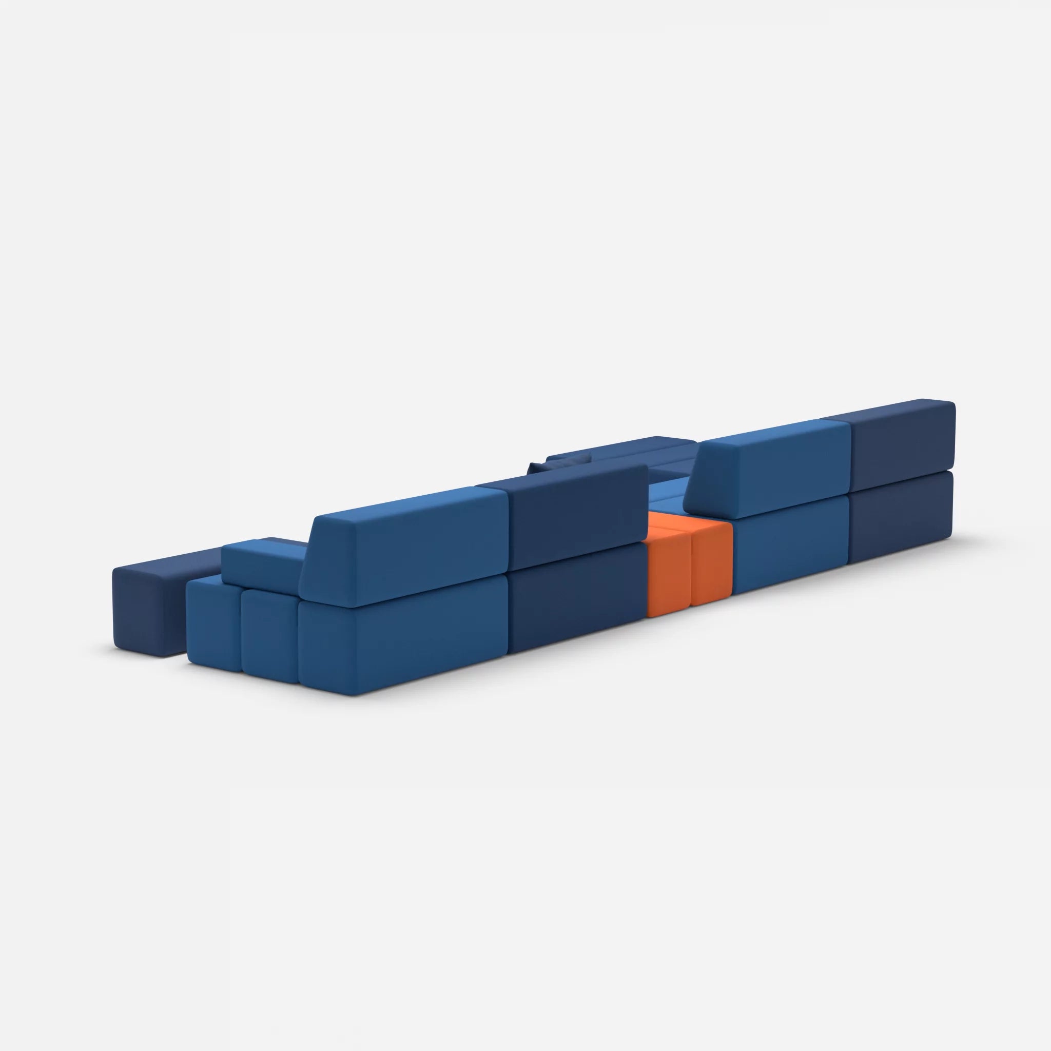 L Sofa Bricks 1 radio6512-radio3094 in Dunkelblau und Orange von hinten