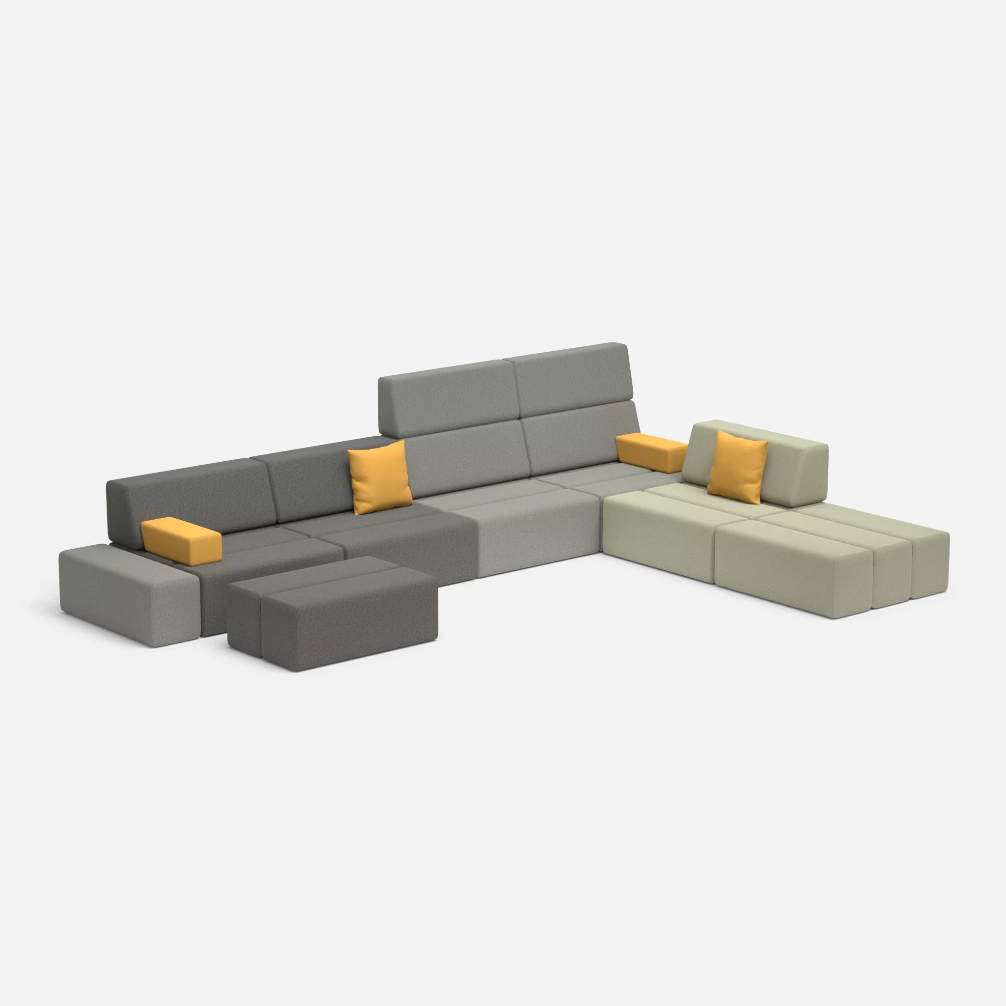 L Sofa Bricks 2 dama0004-dama0003 in Dunkelgrau und Mittelgrau von der Seite