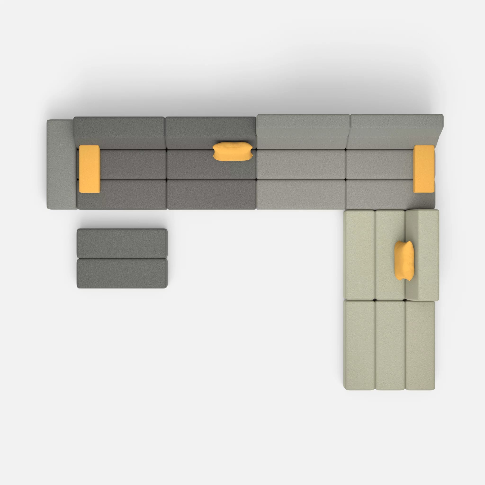 L Sofa Bricks 2 dama0004-dama0003 in Dunkelgrau und Mittelgrau von oben