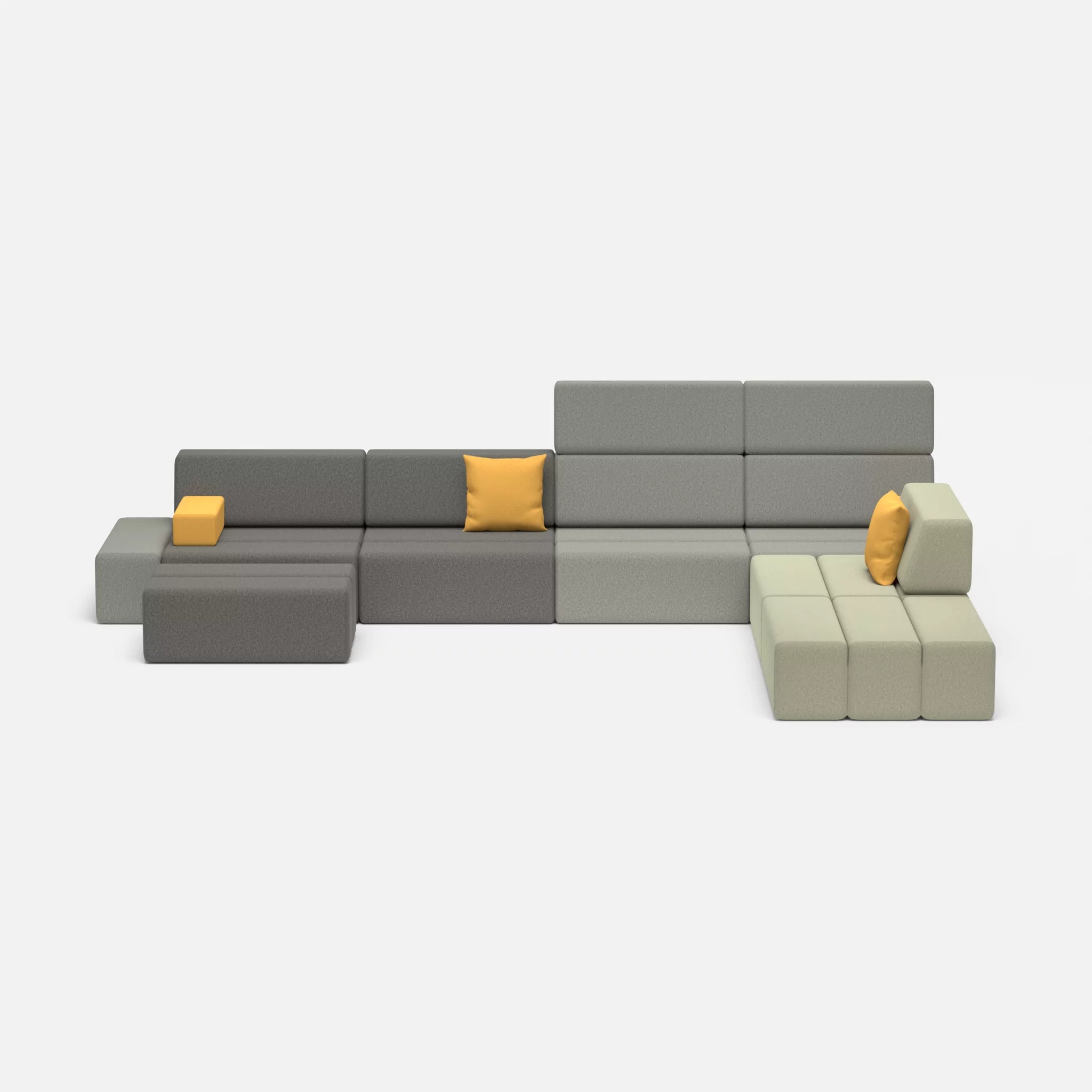 L Sofa Bricks 2 dama0004-dama0003 in Dunkelgrau und Mittelgrau von vorne