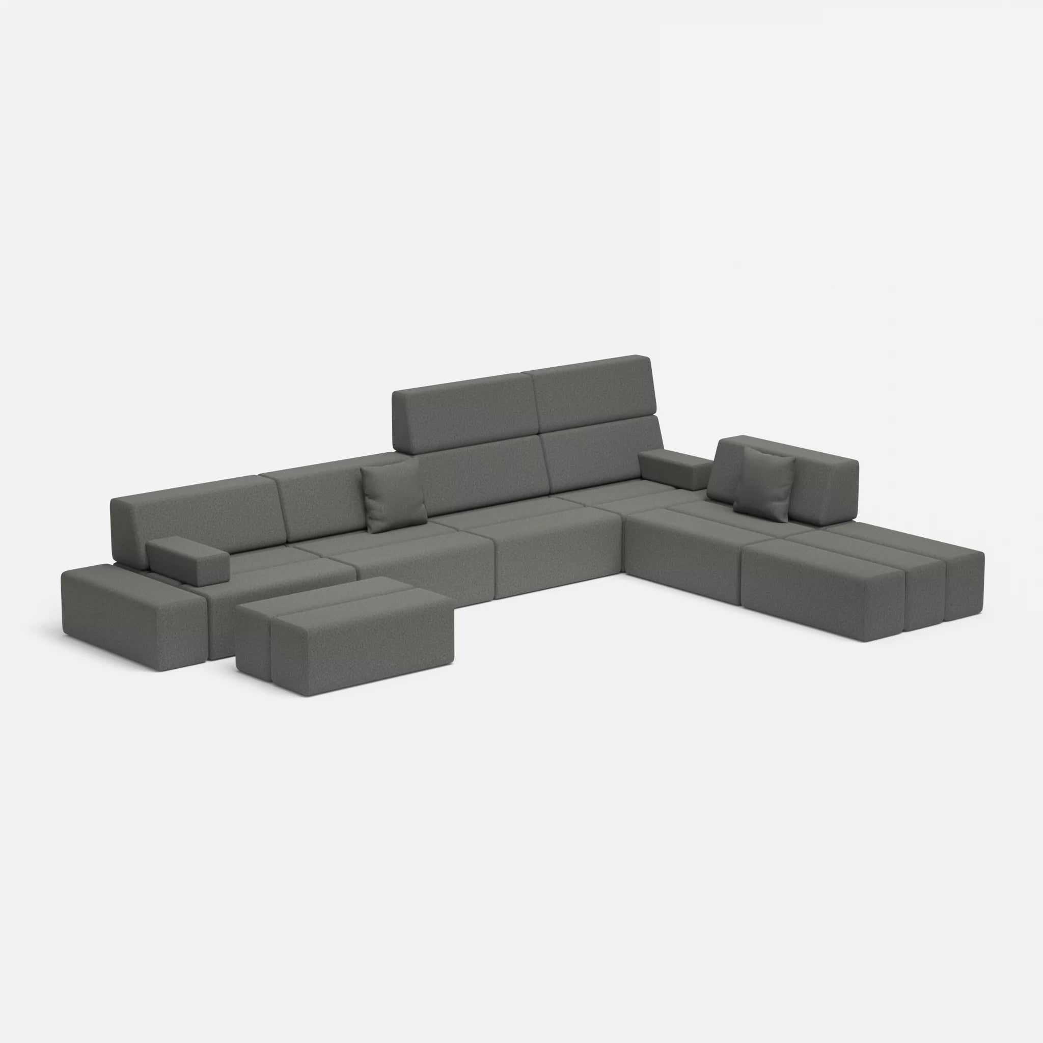 L Sofa Bricks 2 dama0004 in Dunkelgrau von der Seite