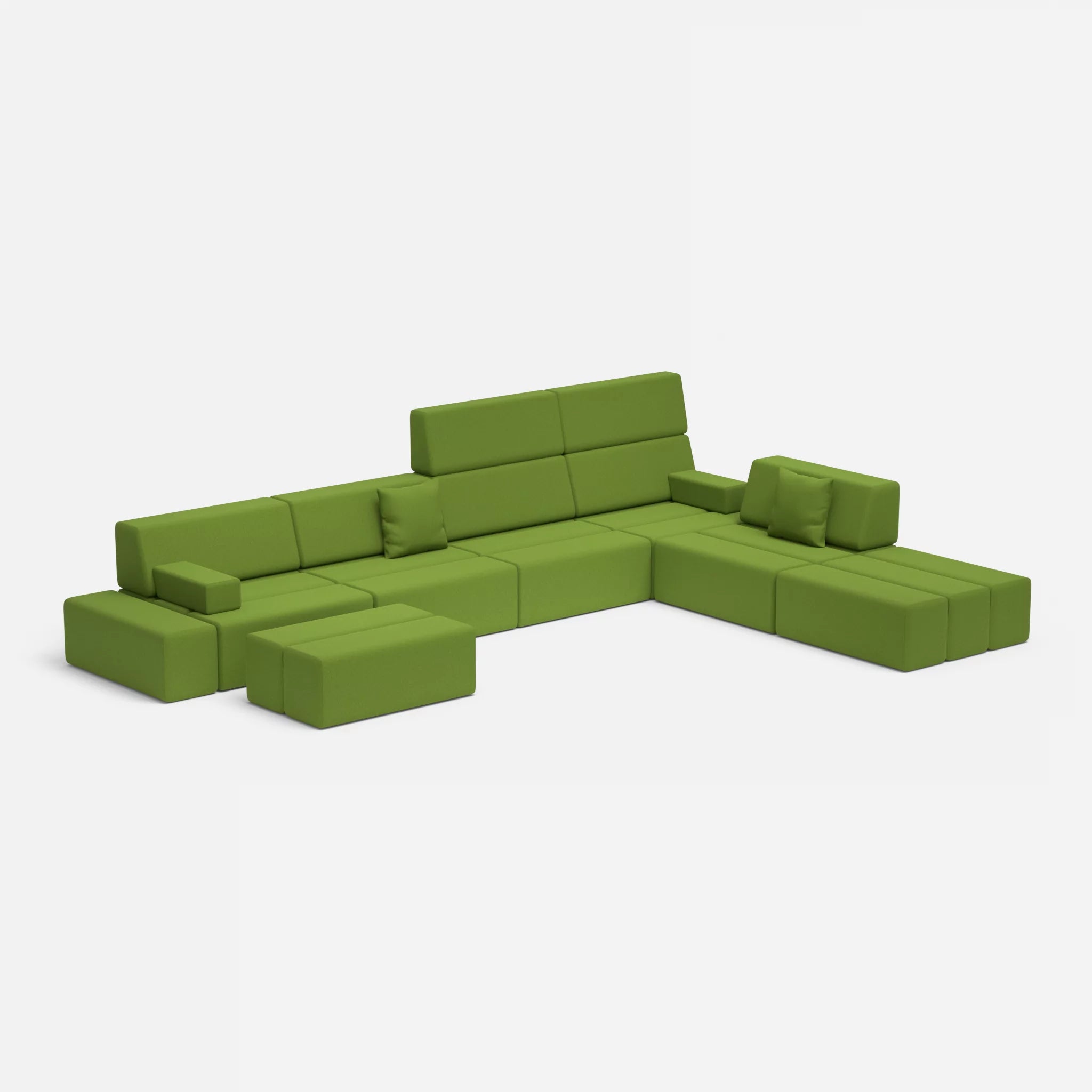 L Sofa Bricks 2 dama0027 in Grün von der Seite