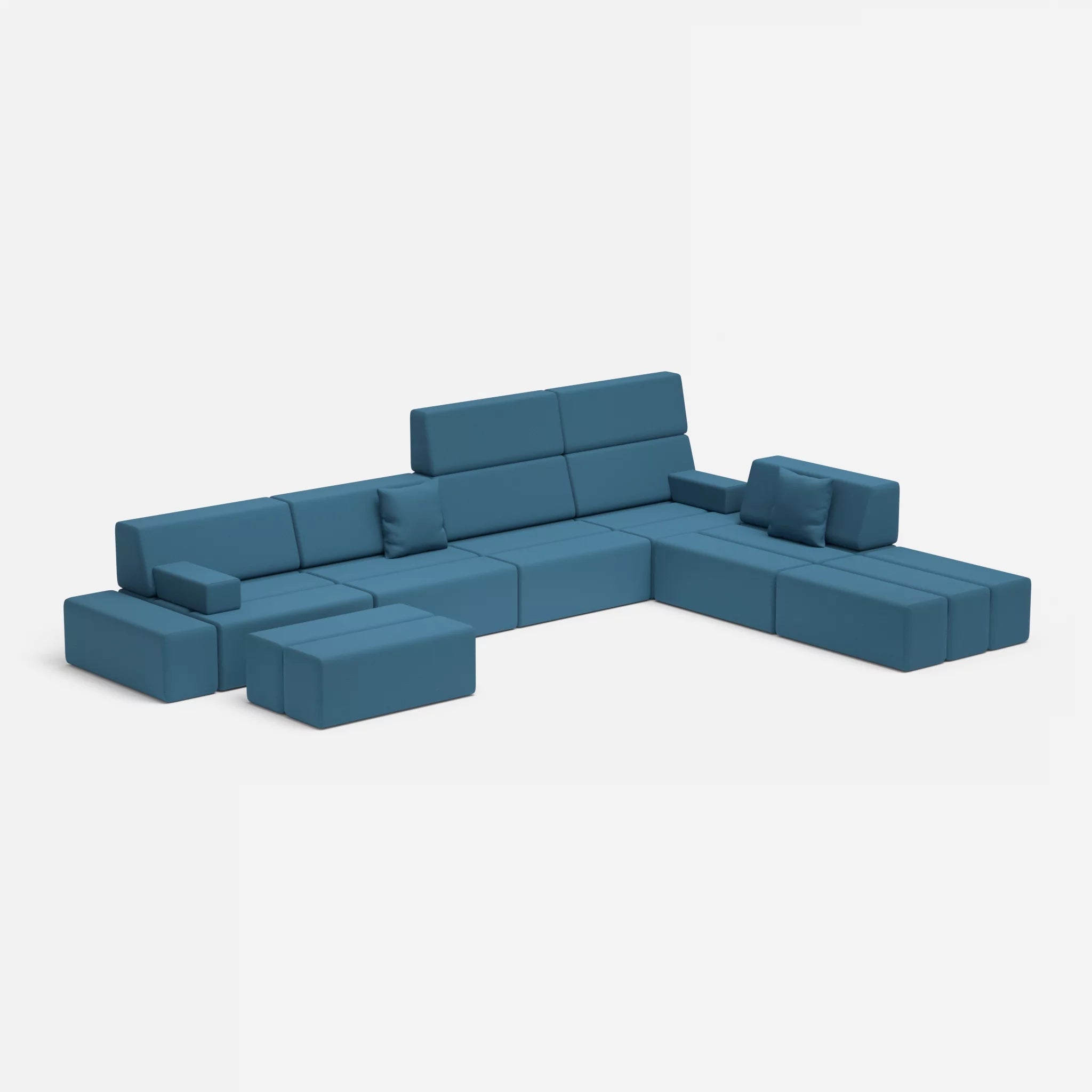 L Sofa Bricks 2 novumazur in Dunkelblau von der Seite