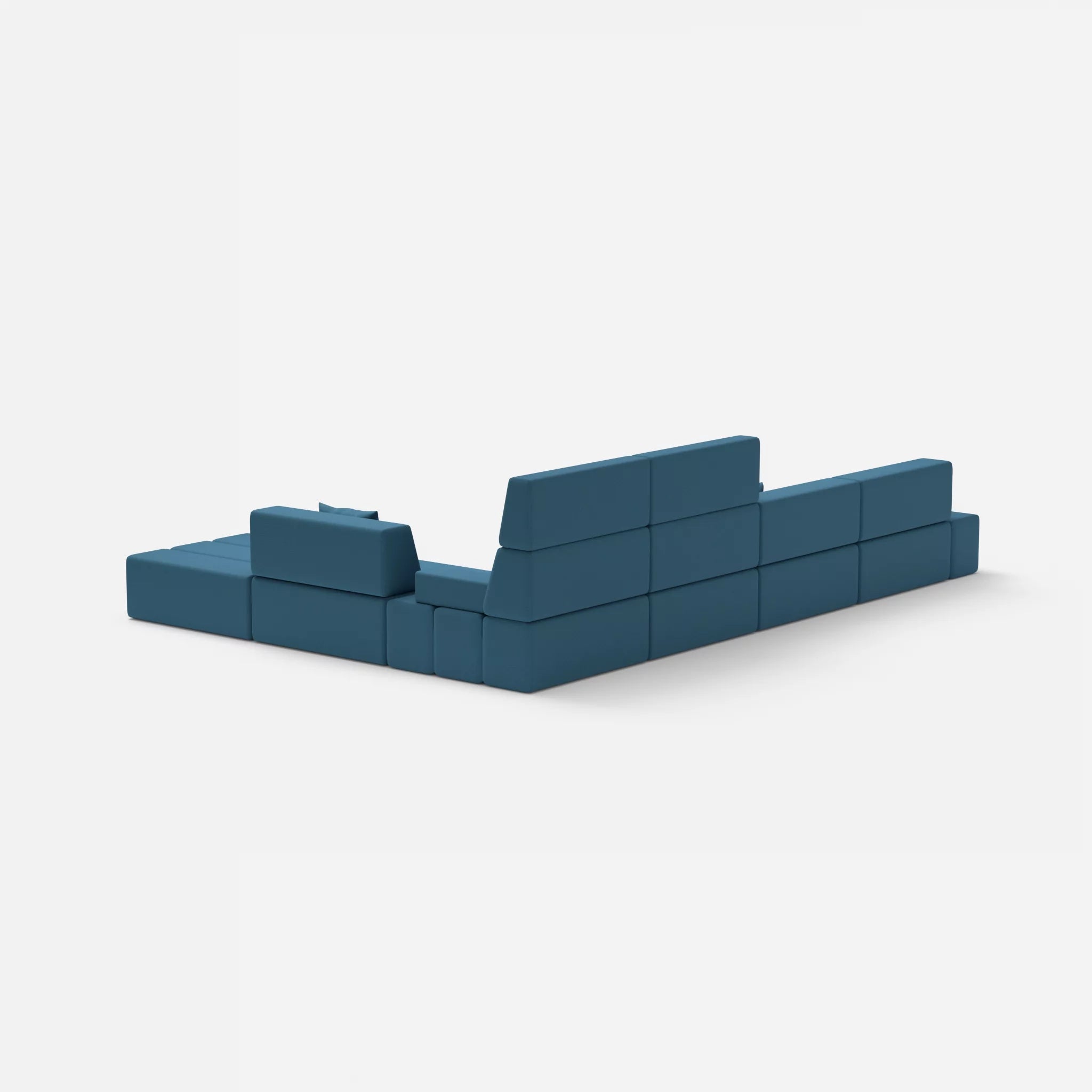 L Sofa Bricks 2 novumazur in Dunkelblau von hinten