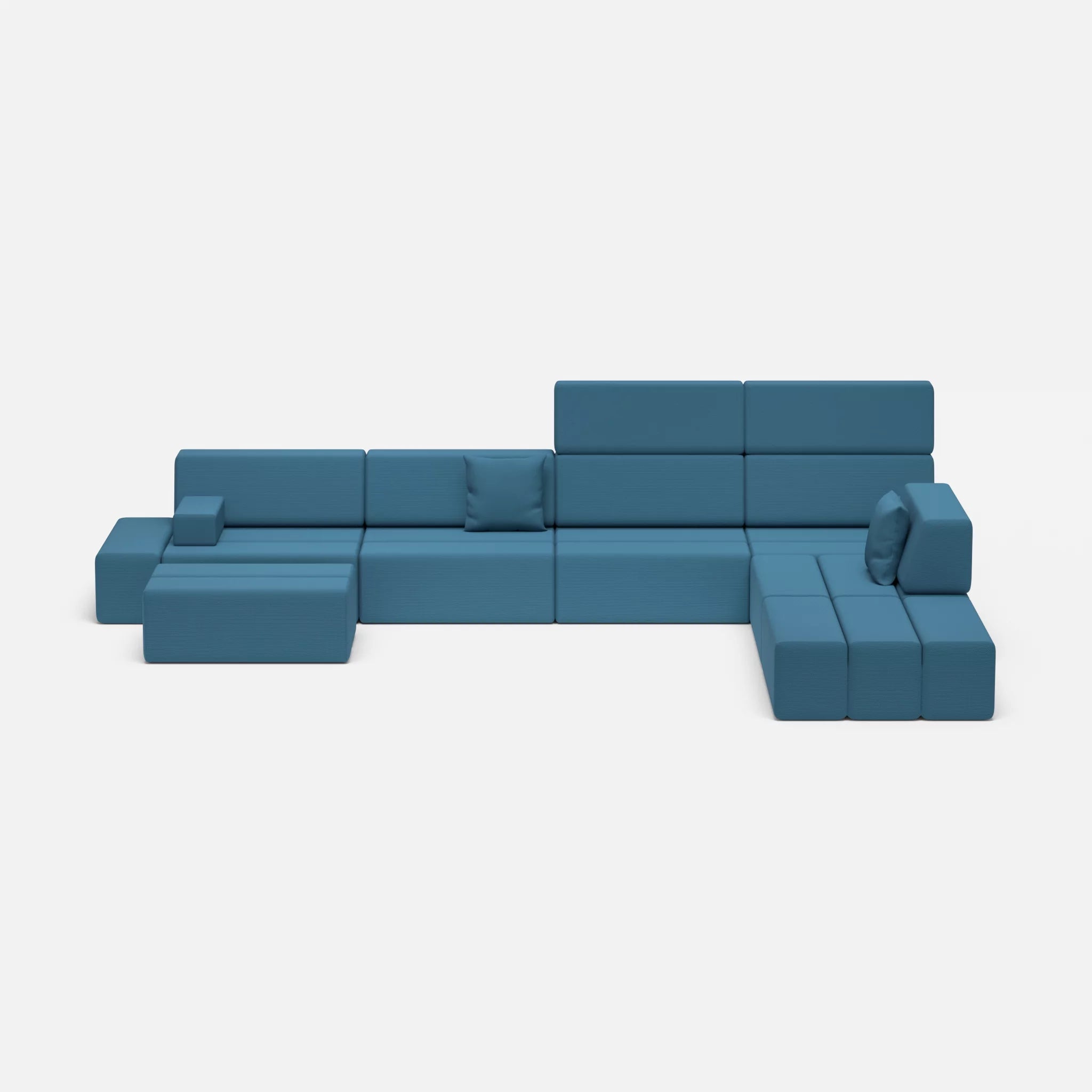 L Sofa Bricks 2 novumazur in Dunkelblau von vorne