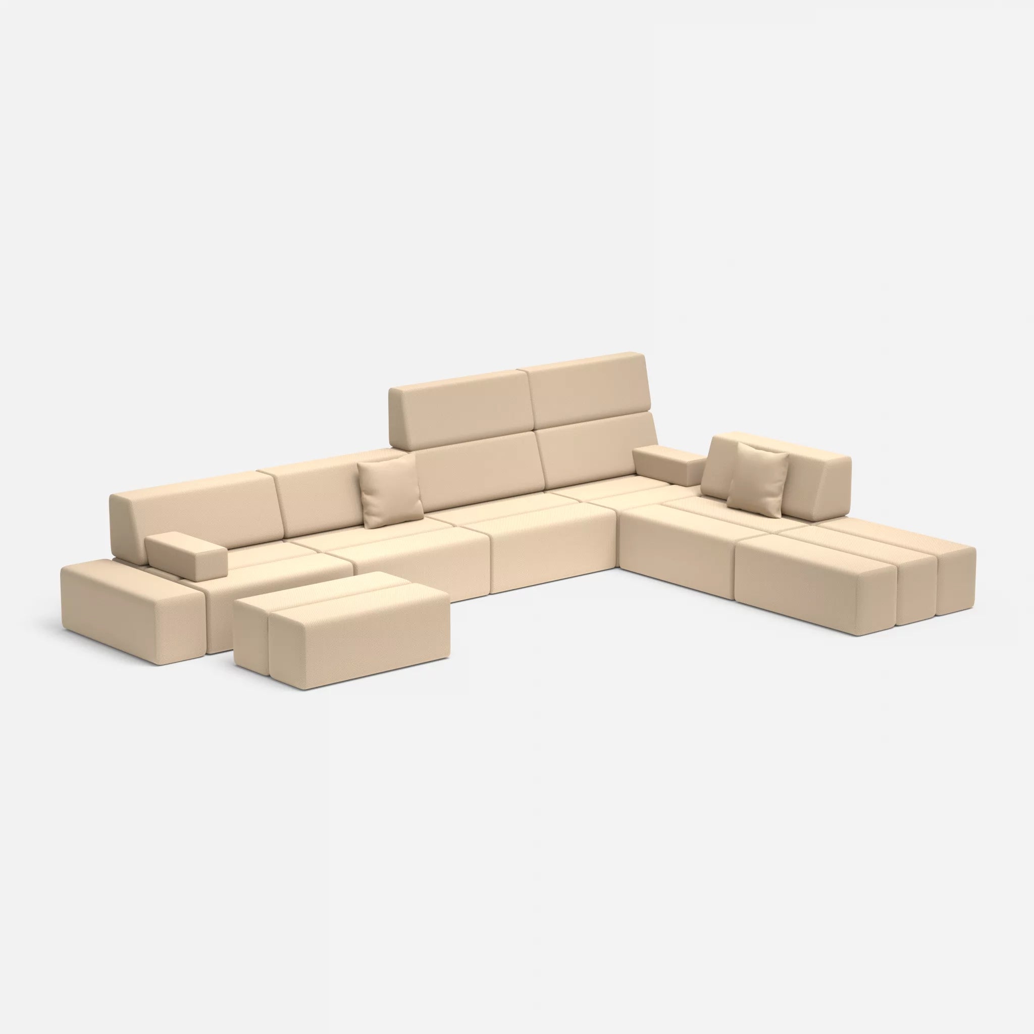 L Sofa Bricks 2 novumcocos in Hellbraun von der Seite