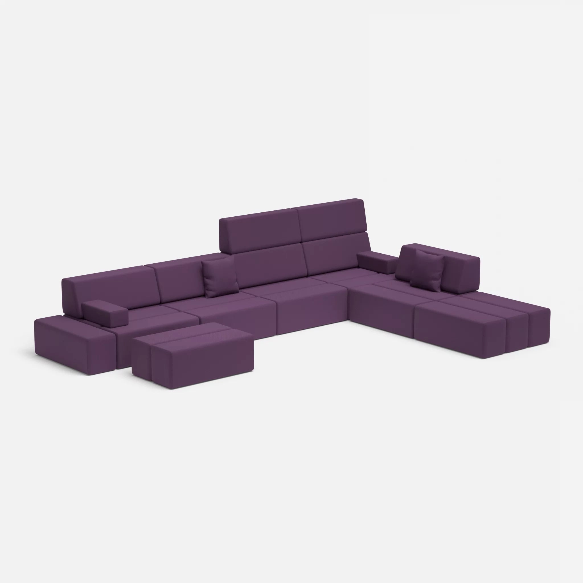 L Sofa Bricks 2 novumprune in Violett von der Seite