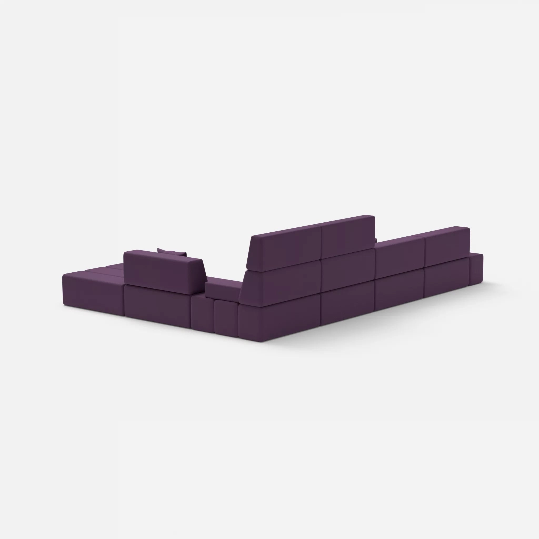 L Sofa Bricks 2 novumprune in Violett von hinten