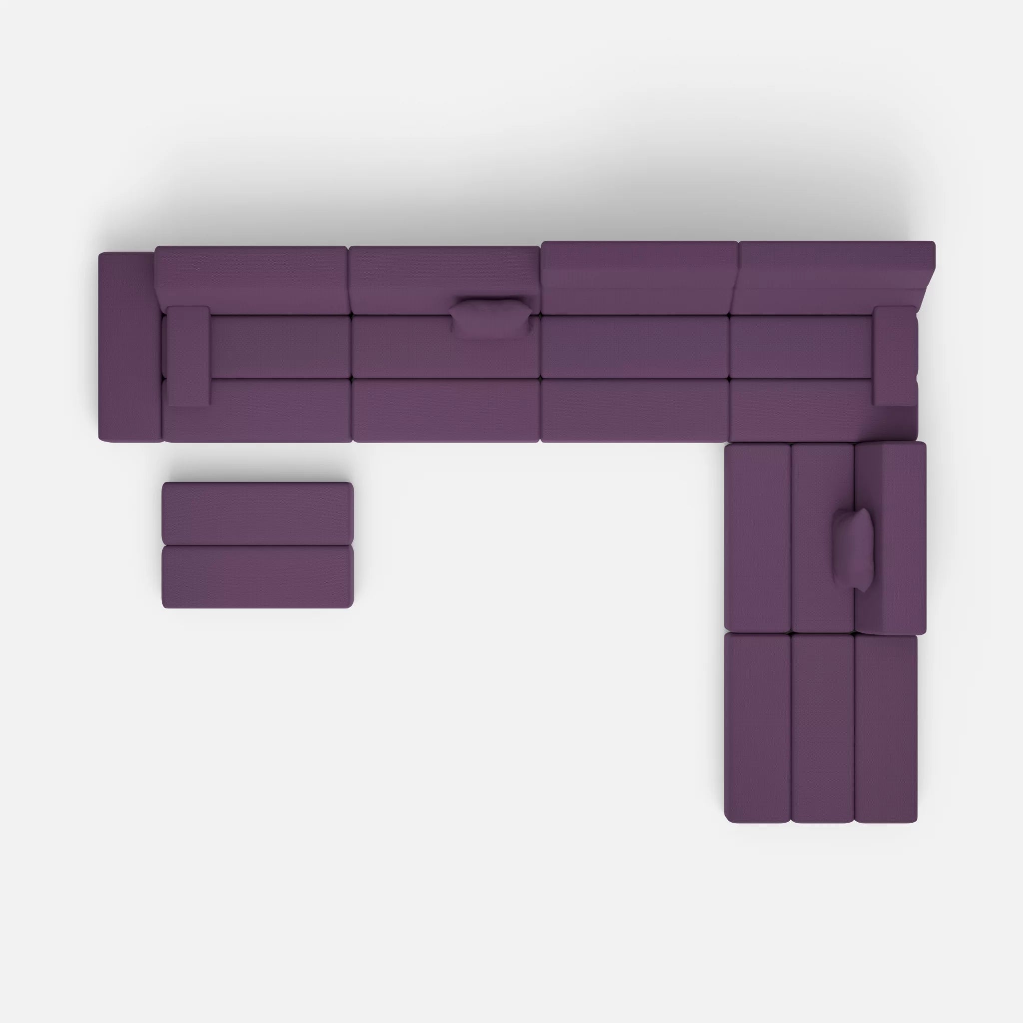 L Sofa Bricks 2 novumprune in Violett von oben