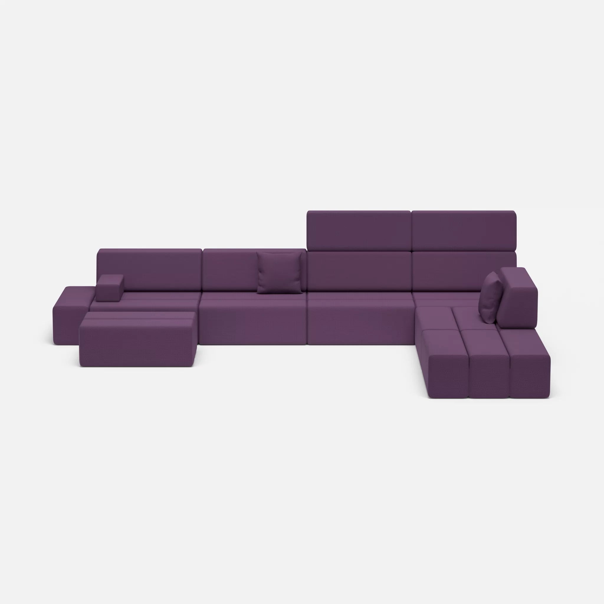 L Sofa Bricks 2 novumprune in Violett von vorne