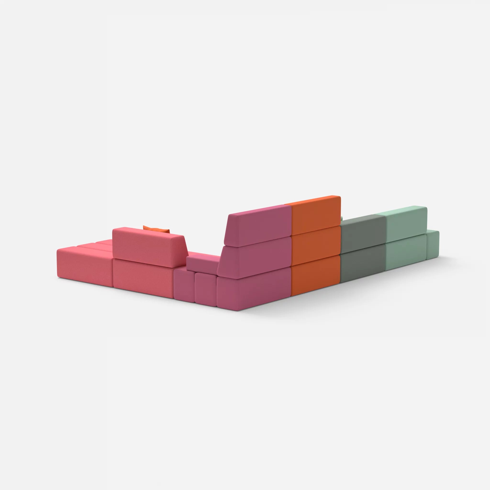 L Sofa Bricks 2 radio3094-radio7045 in Orange und Hellblau von hinten