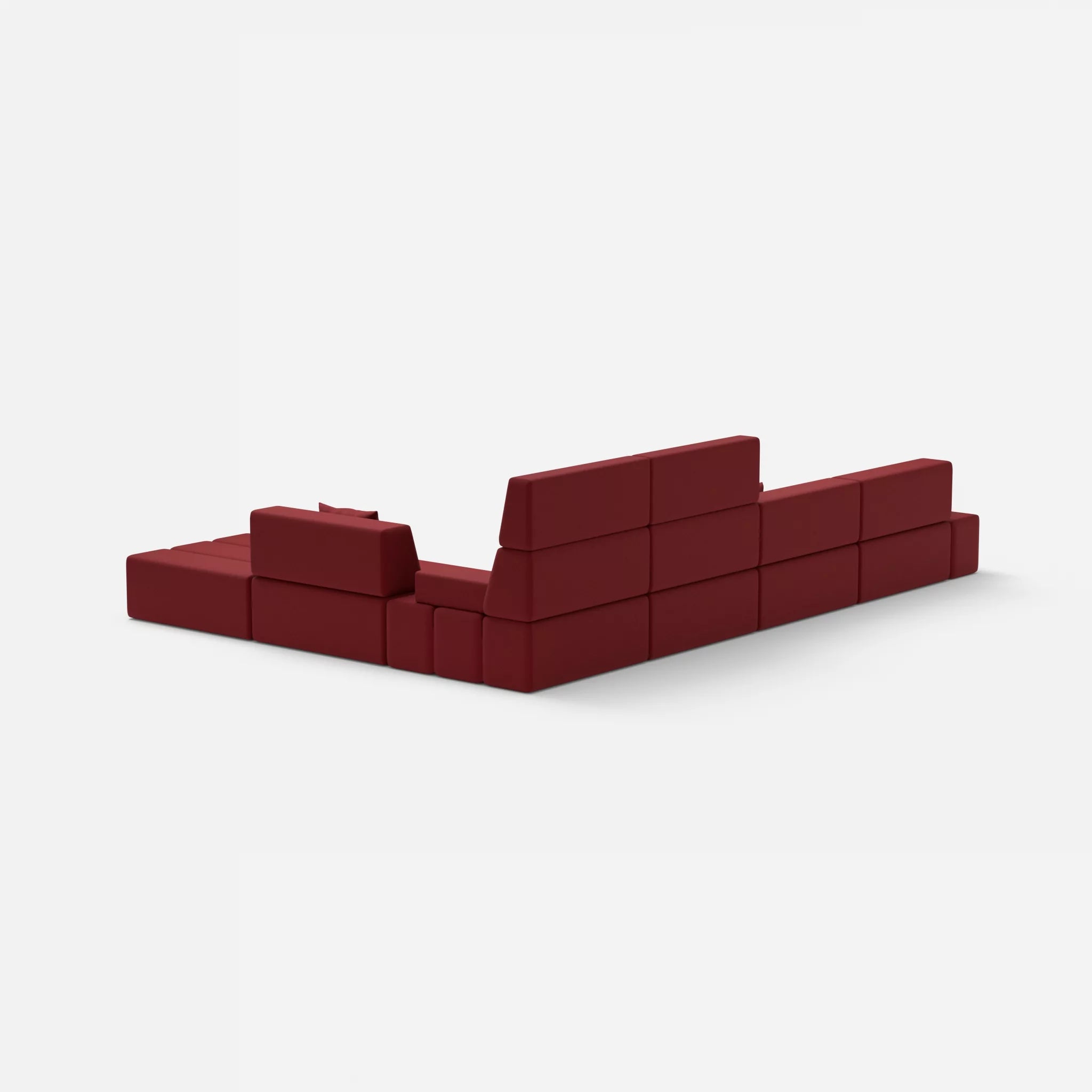 L Sofa Bricks 2 radio4028 in Rot von hinten