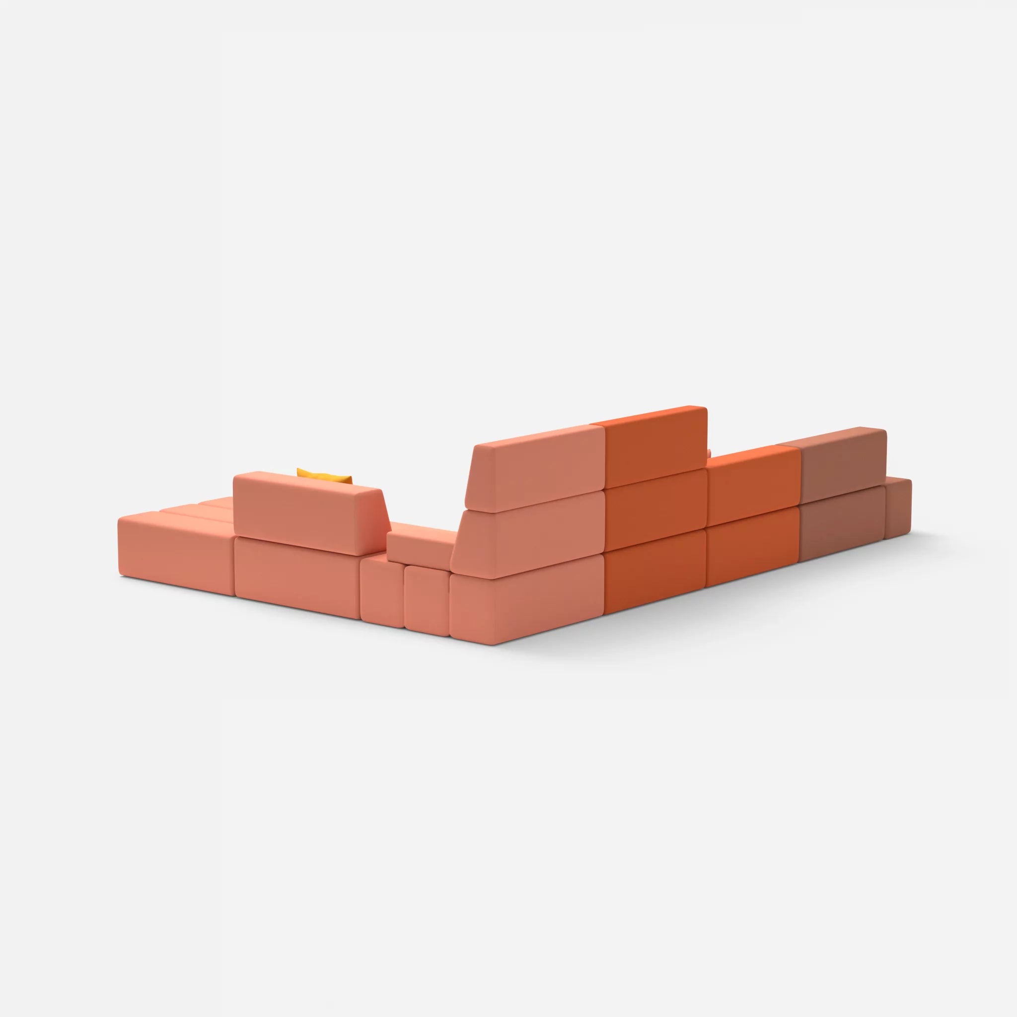 L Sofa Bricks 2 radio4037-radio4046 in Hellrot und Coral von hinten