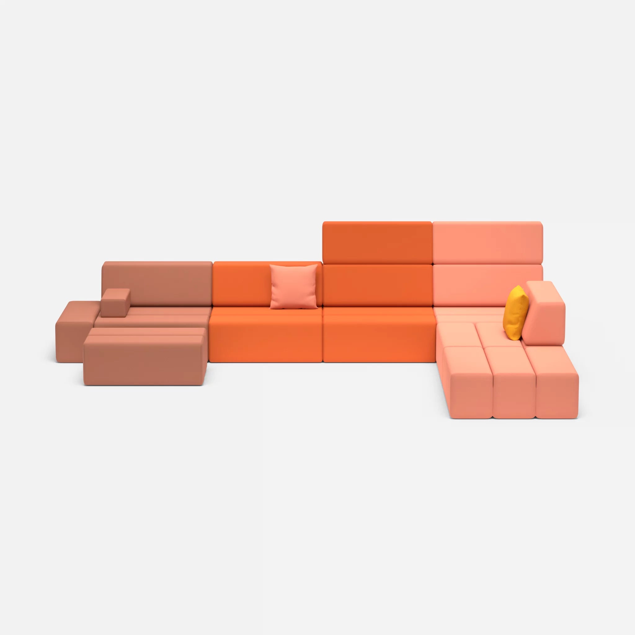 L Sofa Bricks 2 radio4037-radio4046 in Hellrot und Coral von vorne