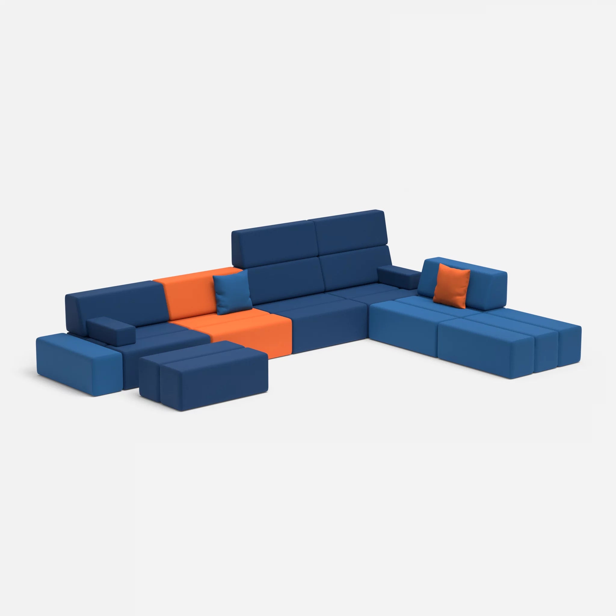 L Sofa Bricks 2 radio6512-radio6075 in Dunkelblau und Blau von der Seite