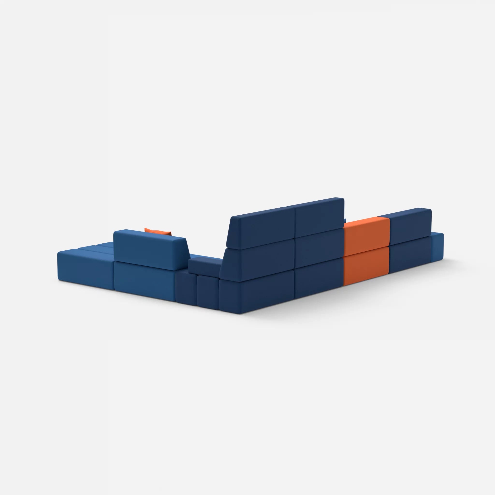 L Sofa Bricks 2 radio6512-radio6075 in Dunkelblau und Blau von hinten