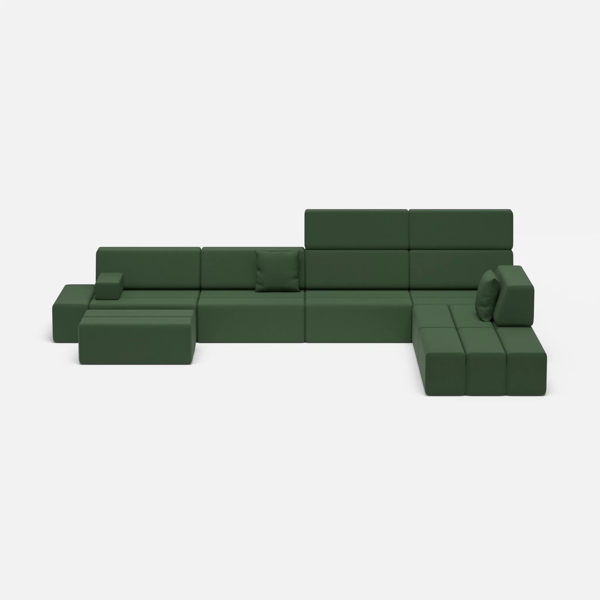 L Sofa Bricks 2 radio7036 in Olive von vorne