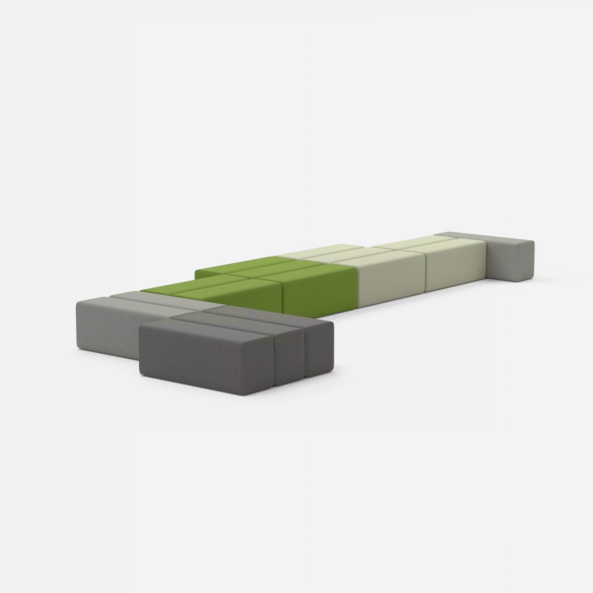 L Sofa Bricks 3 dama0003-dama0027 in Mittelgrau und Grün von hinten