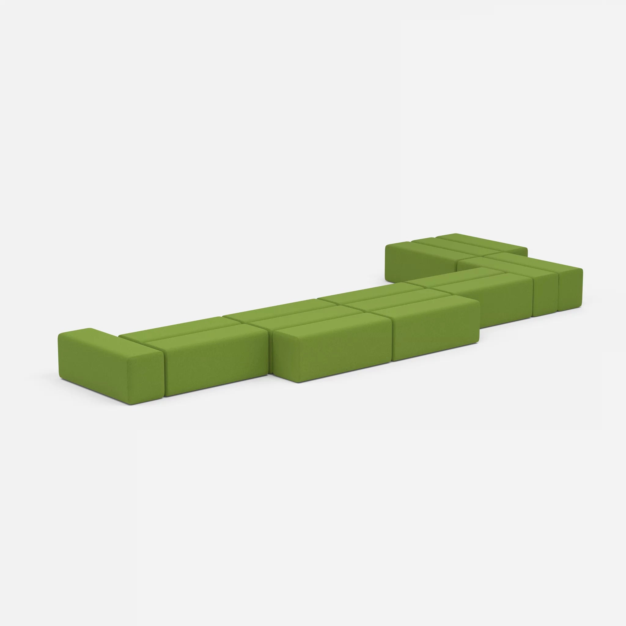 L Sofa Bricks 3 dama0027 in Grün von der Seite