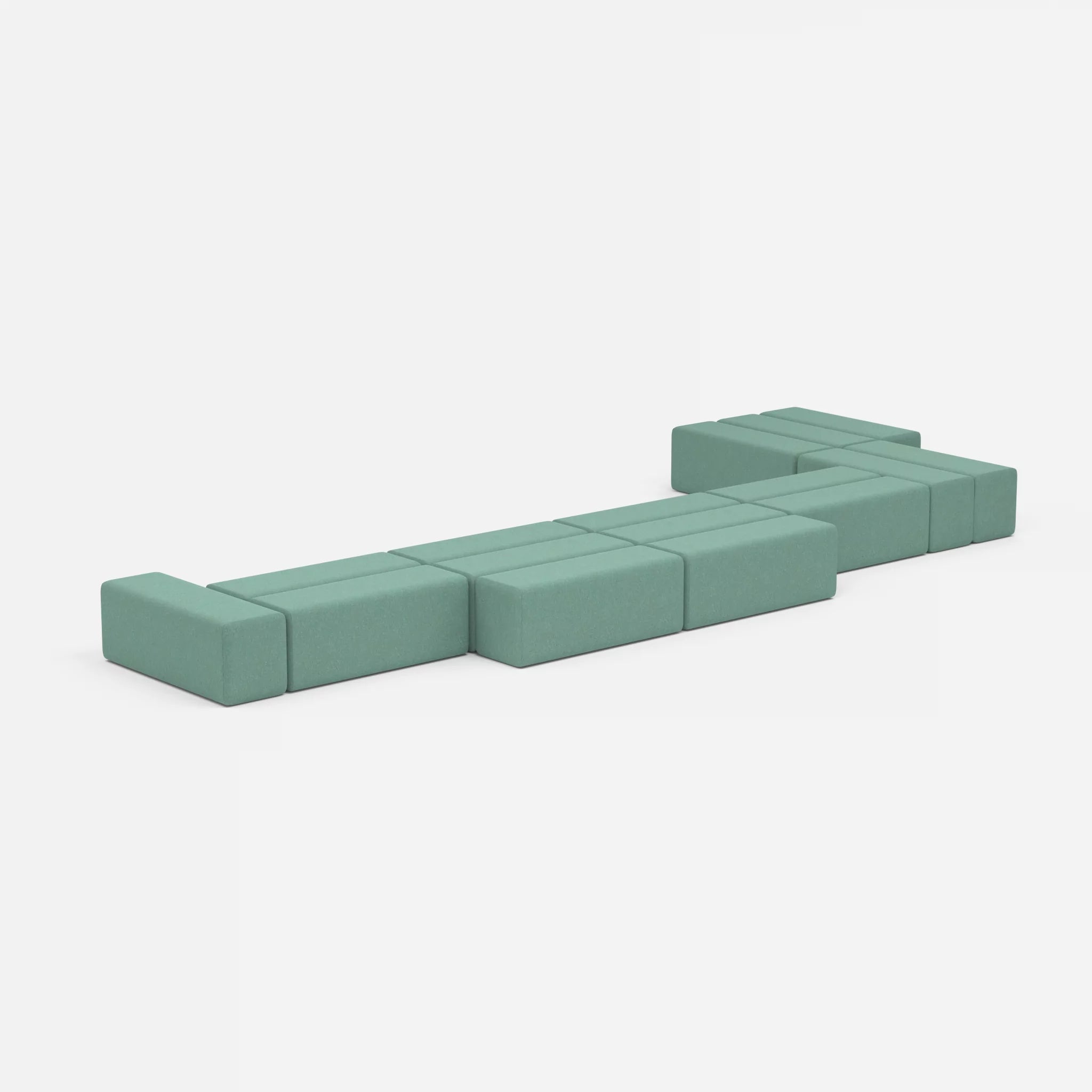 L Sofa Bricks 3 dama0045 in Türkis von der Seite