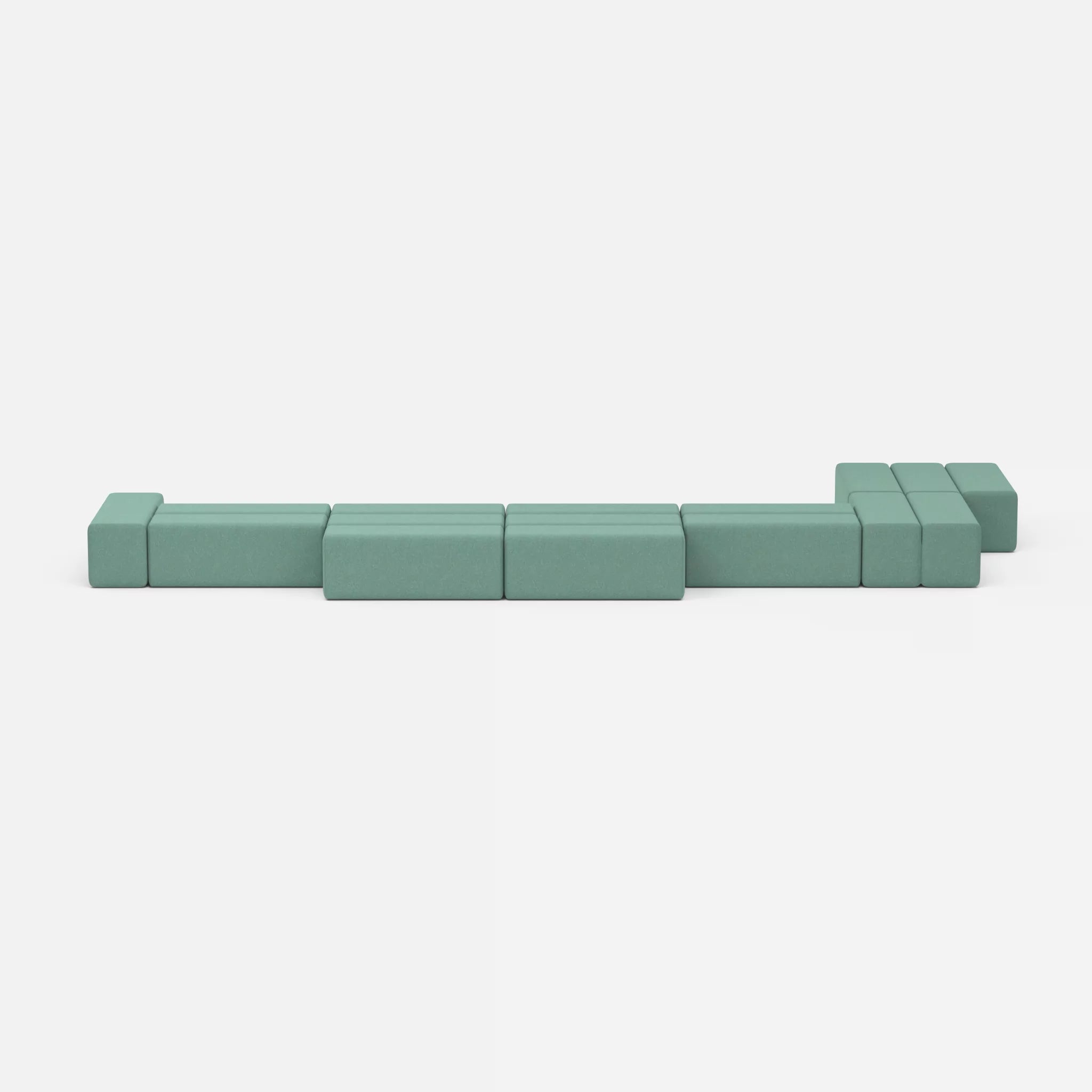 L Sofa Bricks 3 dama0045 in Türkis von vorne