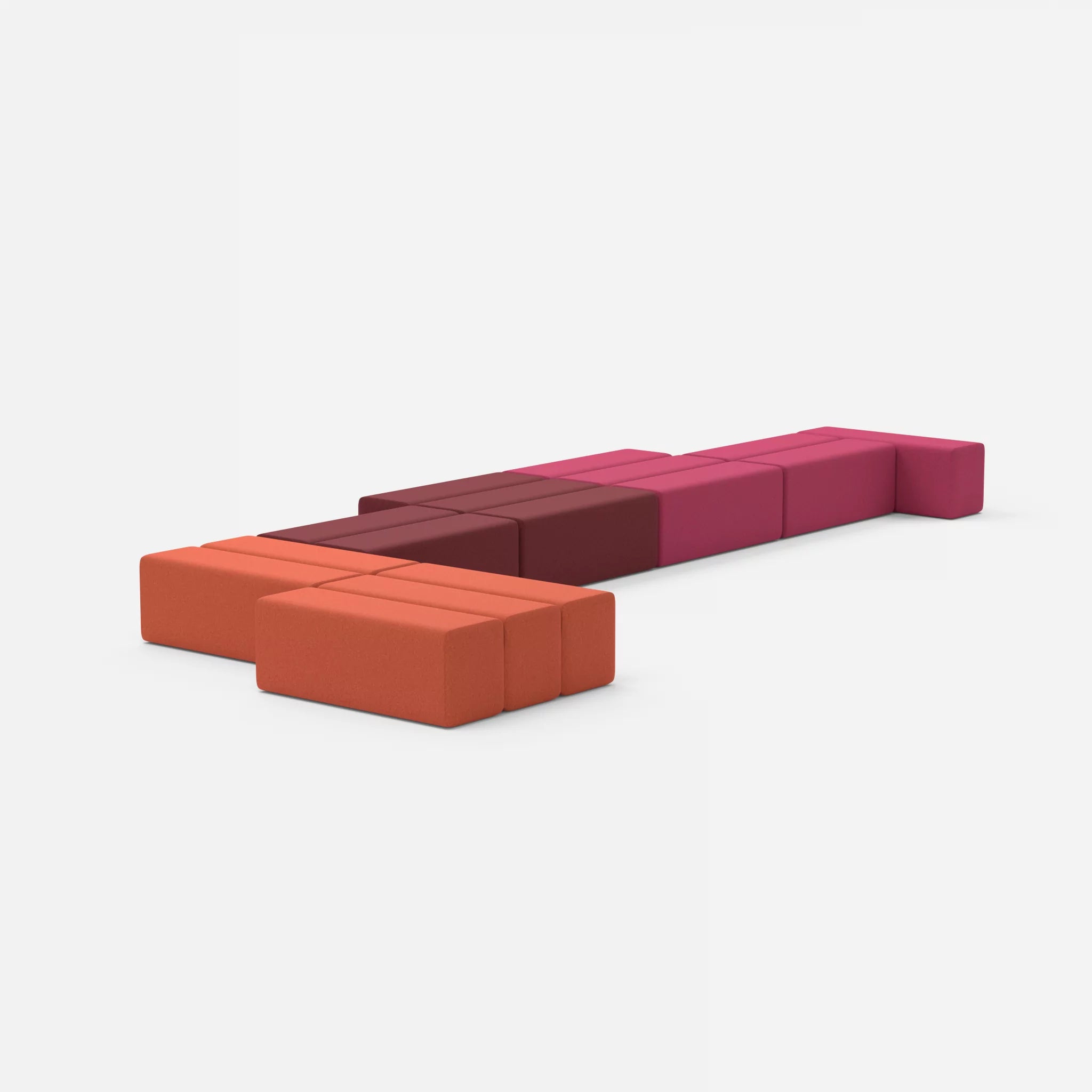 L Sofa Bricks 3 dama0050-dama0034 in Fuchsia und Bordeaux von hinten