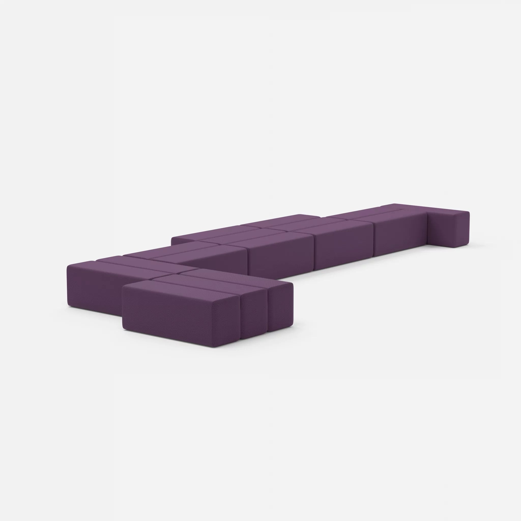 L Sofa Bricks 3 novumprune in Violett von hinten