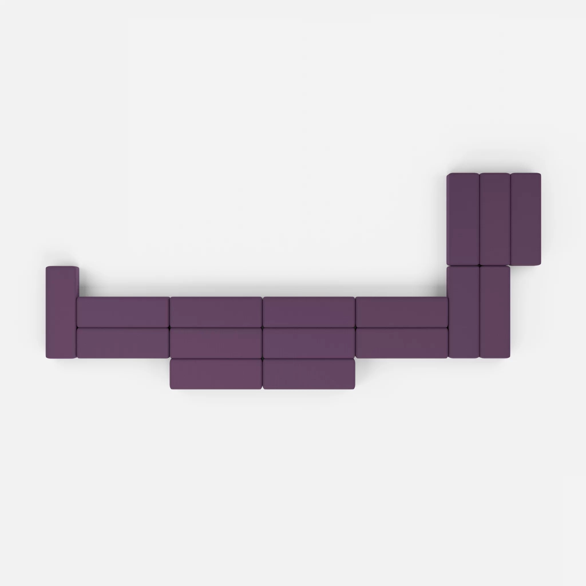 L Sofa Bricks 3 novumprune in Violett von oben