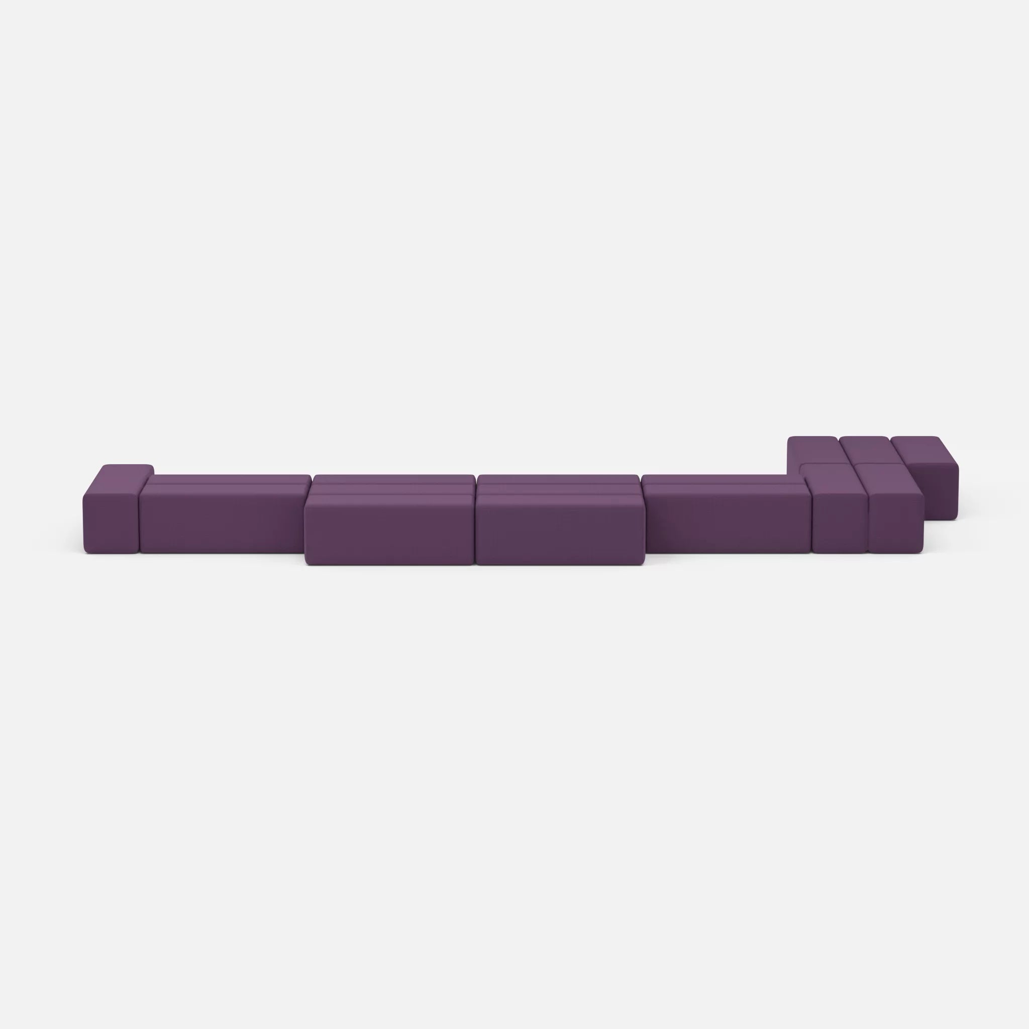 L Sofa Bricks 3 novumprune in Violett von vorne