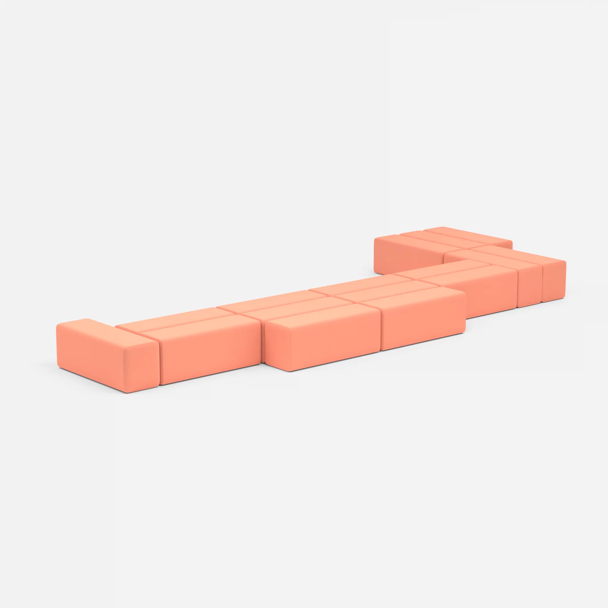 L Sofa Bricks 3 radio4046 in Coral von der Seite