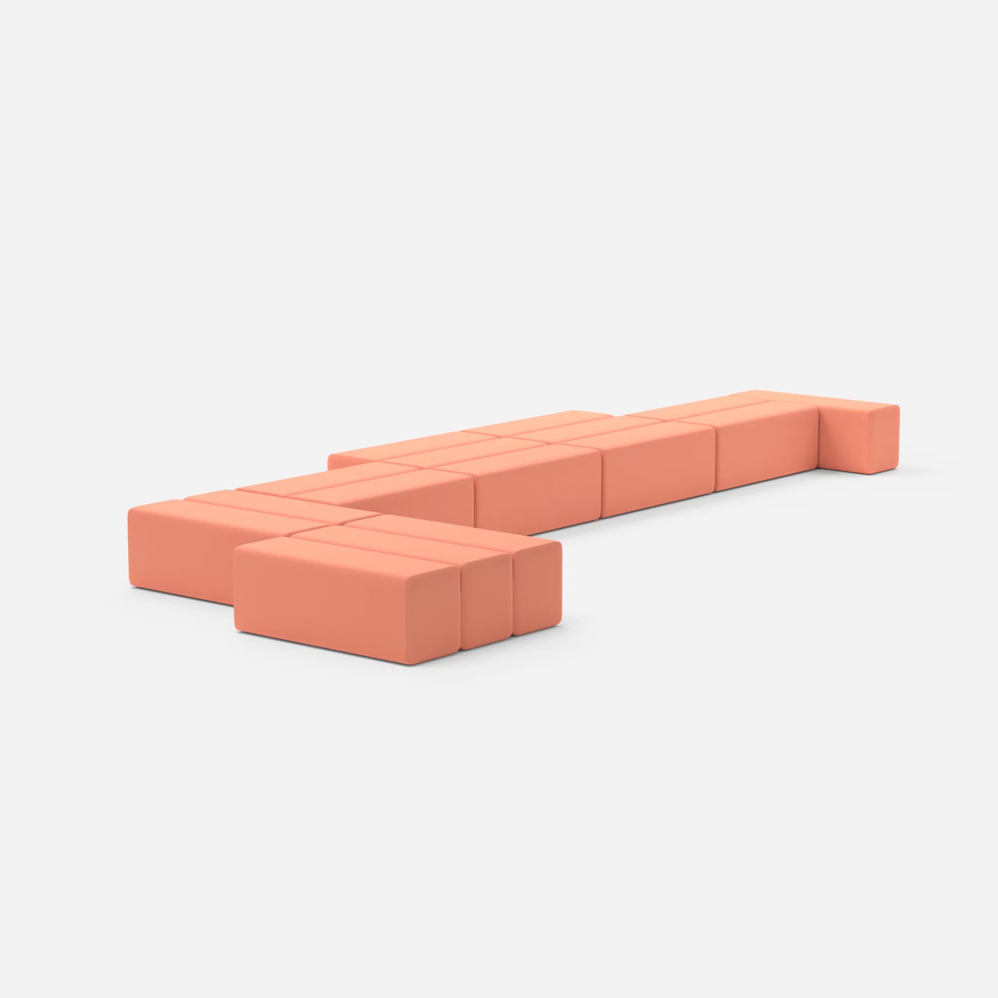 L Sofa Bricks 3 radio4046 in Coral von hinten