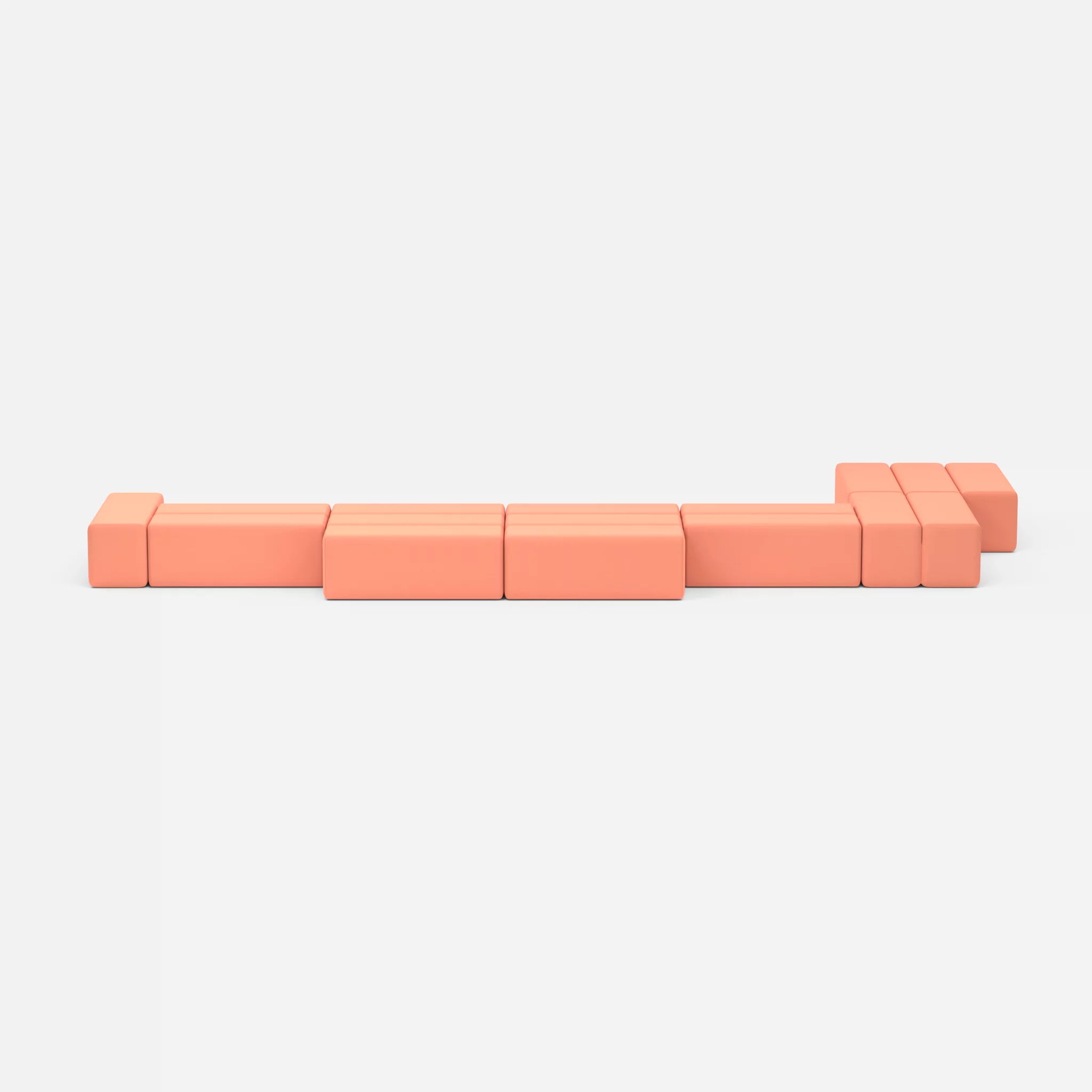 L Sofa Bricks 3 radio4046 in Coral von vorne