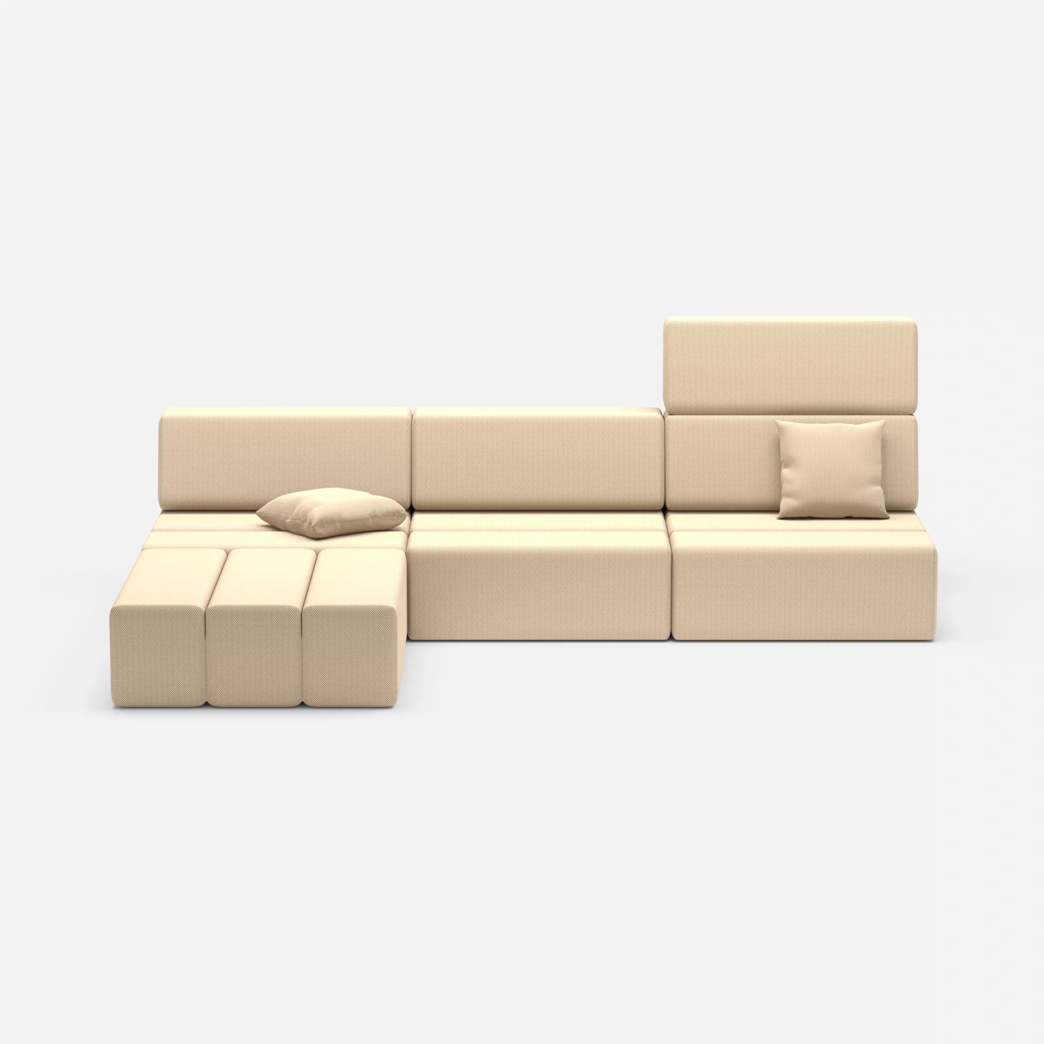 L Sofa Bricks 4 novumcocos in Hellbraun von vorne