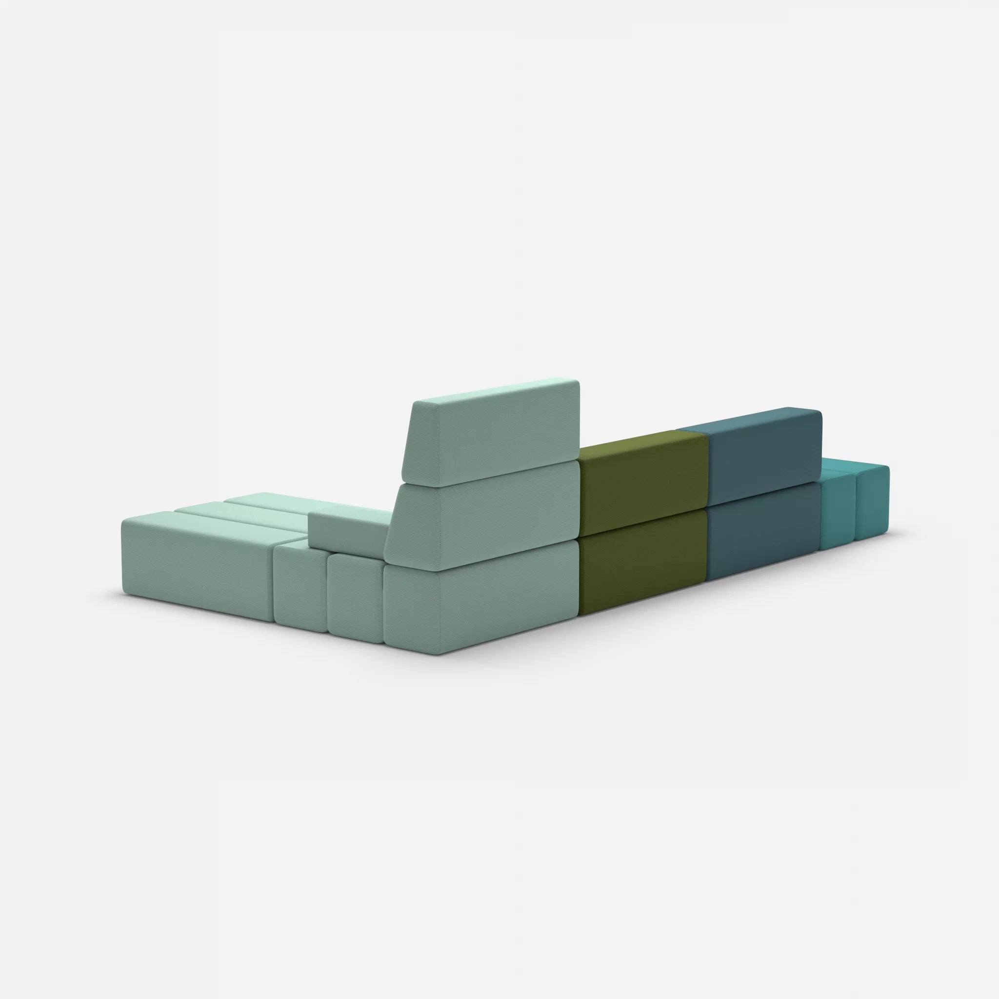 L Sofa Bricks 5 novumsamoa-novumlagoon in Dunkelblau und Graublau von hinten