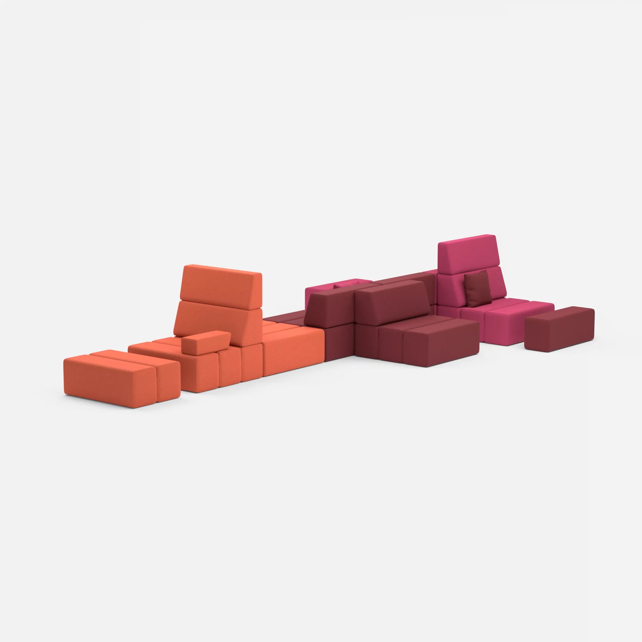 Sofalandschaft Bricks 2 dama0050-dama0062 in Fuchsia und Orange von hinten