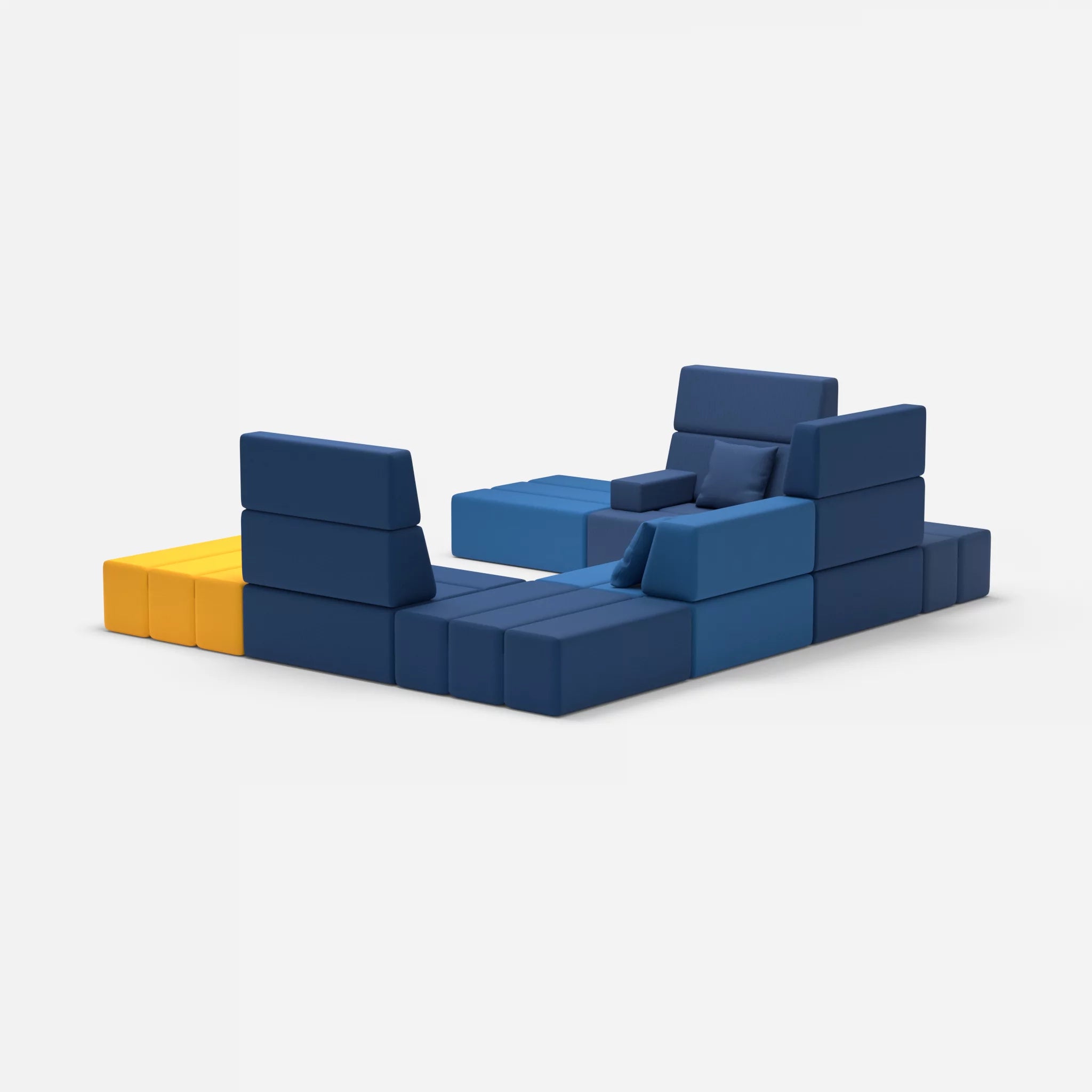 U Sofa Bricks 2 radio6598-radio6512 in Navy und Dunkelblau von hinten