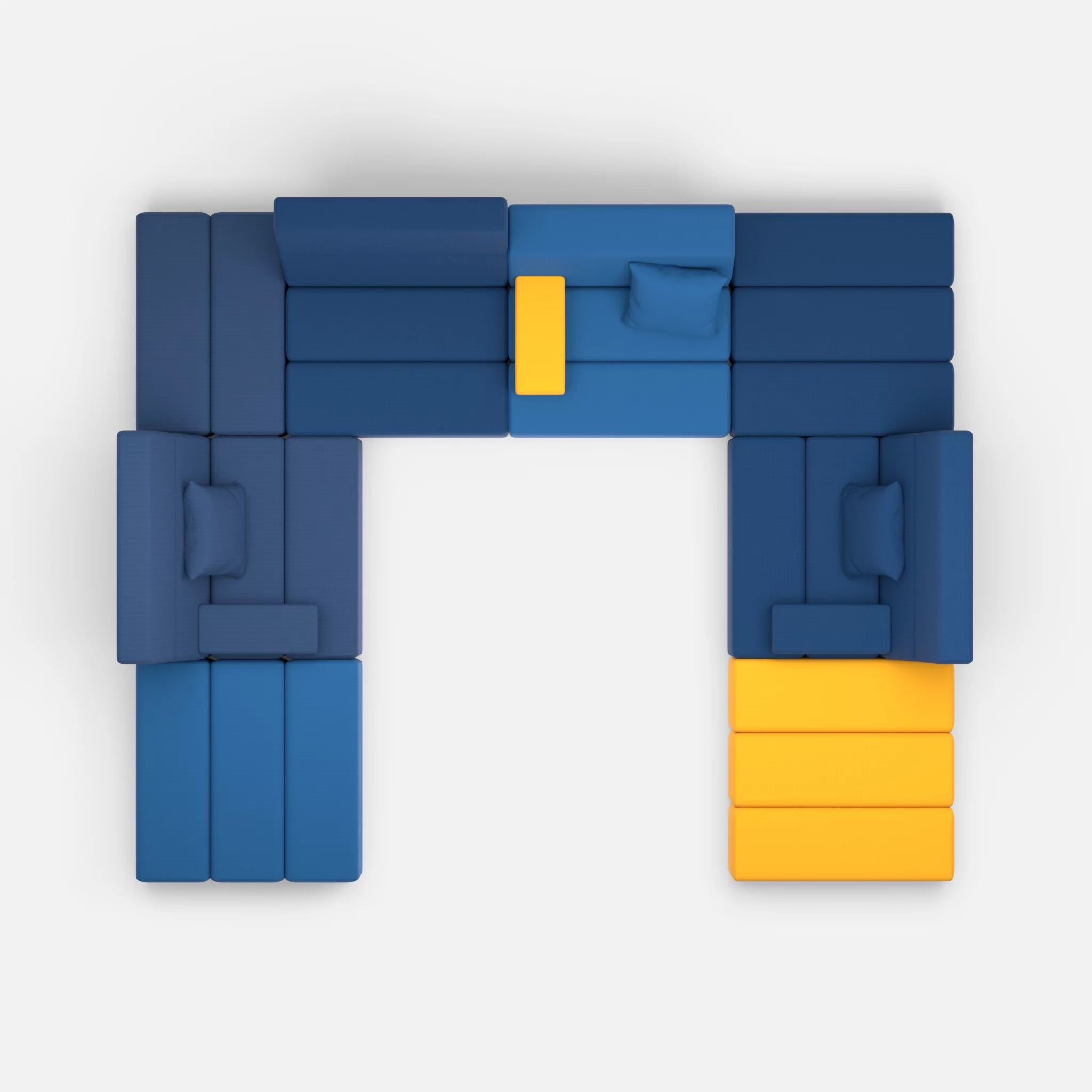 U Sofa Bricks 2 radio6598-radio6512 in Navy und Dunkelblau von oben